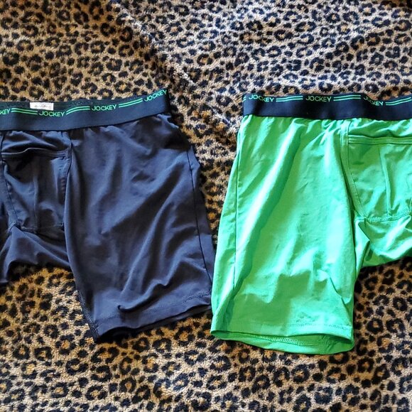 Jockey Men's boxer briefs 2 pieces,1 black and 1 green, size large - Picture 1 of 5